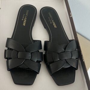 Saint Laurent Black Bow Sandals